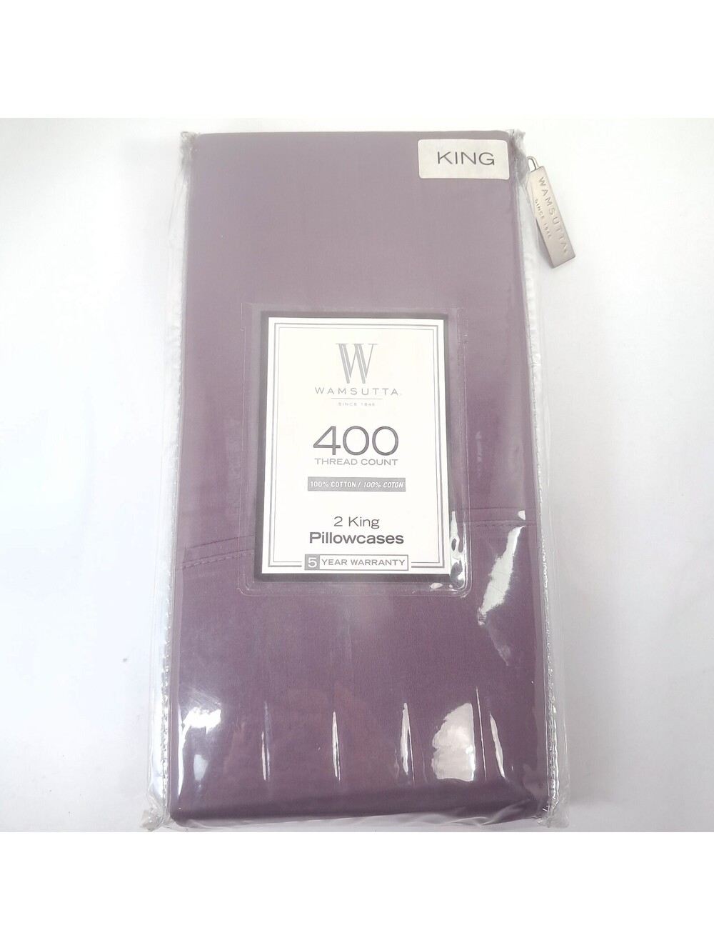 NEW Wamsutta Sateen 2 KING Pillowcases dark Purple 100% Cotton 400 Thread Count